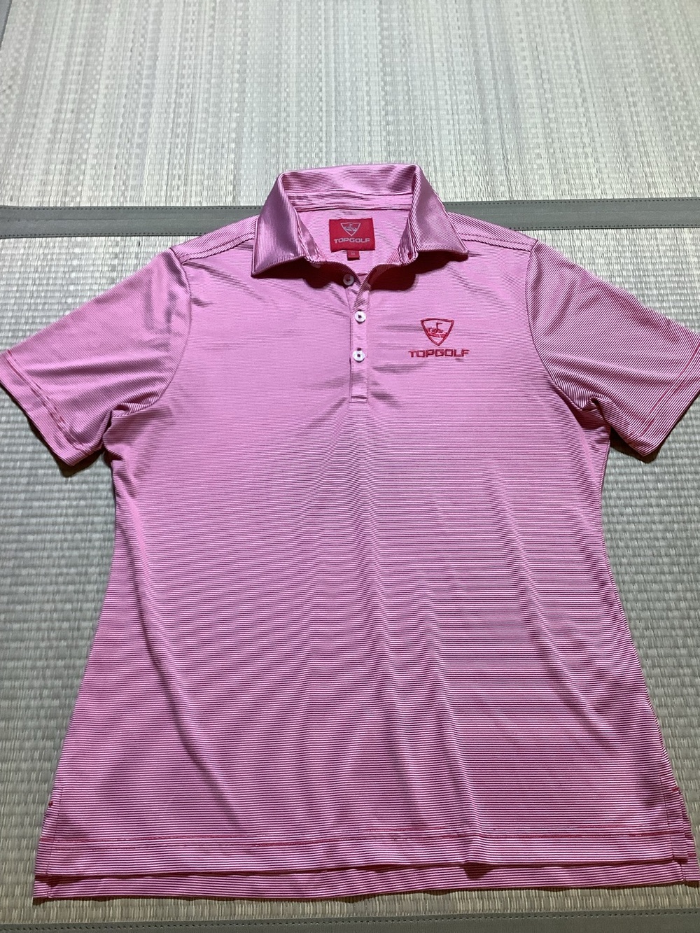 Topgolf Red Striped Short Sleeve Performance Polo